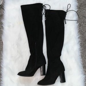 Thigh High Black Heeled Boots